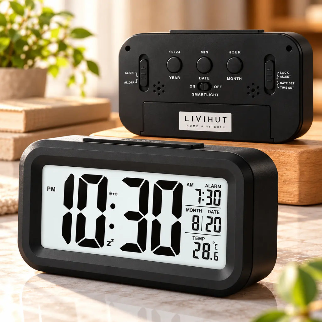 Digital Alarm Clock with Large LCD Display
