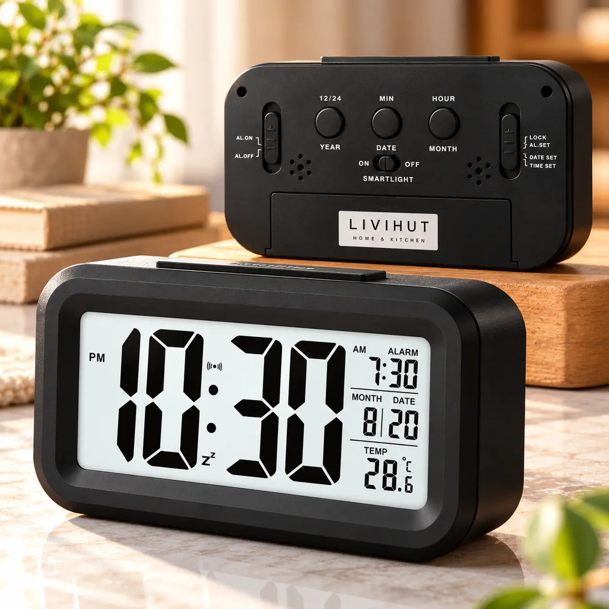 Digital Alarm Clock with Large LCD Display