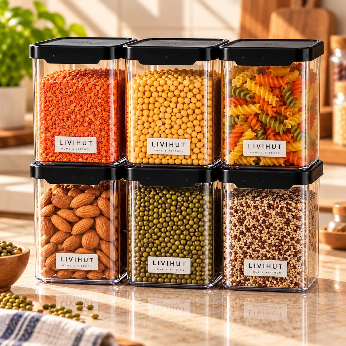 1200 ml Airtight Kitchen Storage Container Set of 6