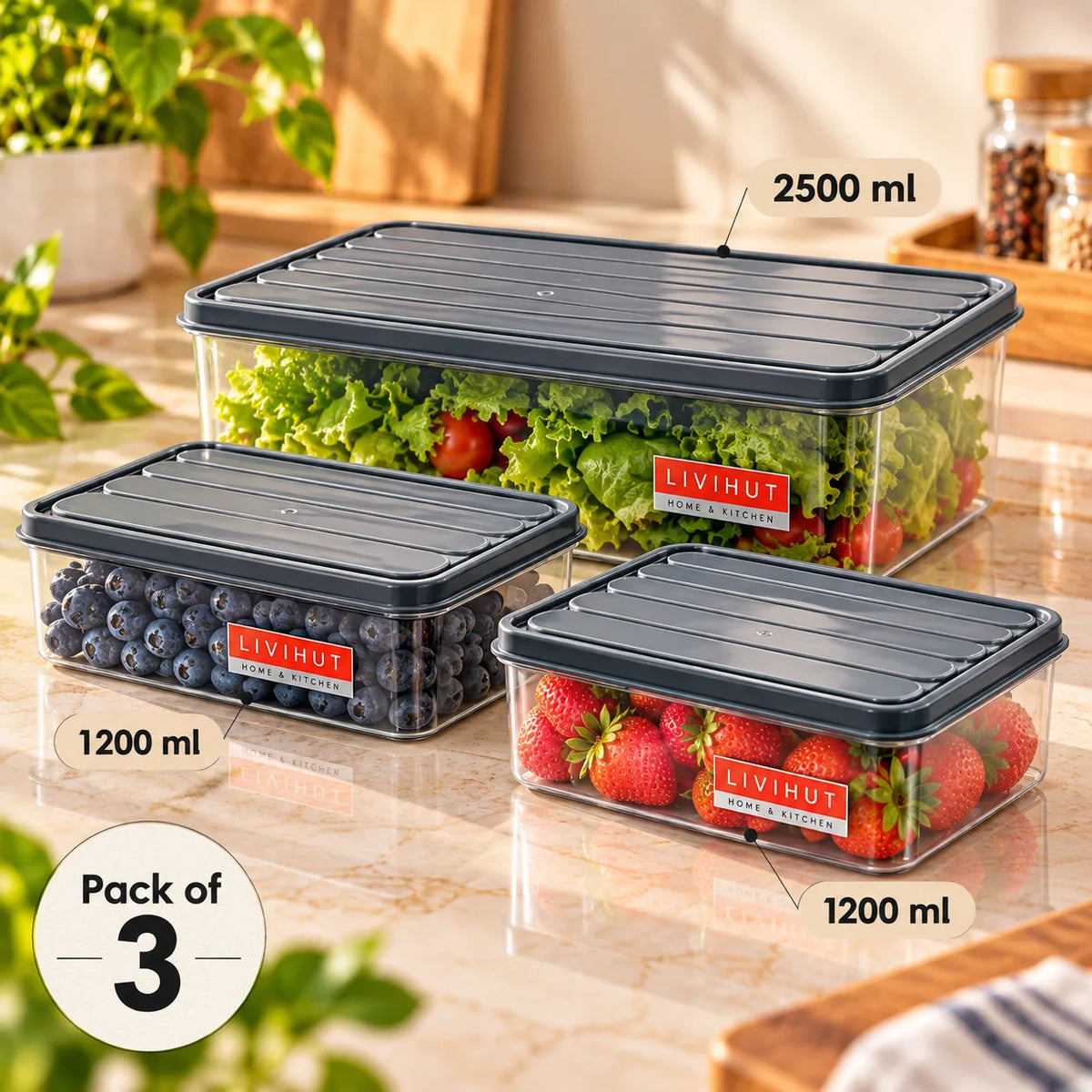 Refrigerator Storage Container Set of 3