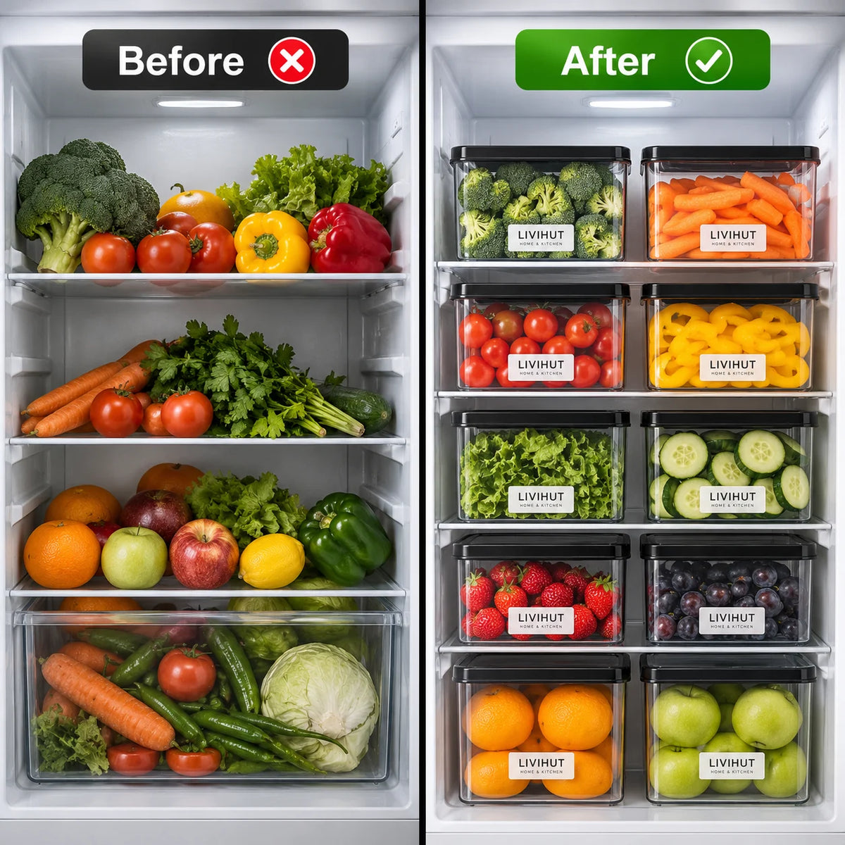 Refrigerator Storage Container Set of 3