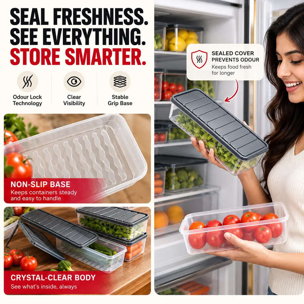 Refrigerator Storage Container Set of 3