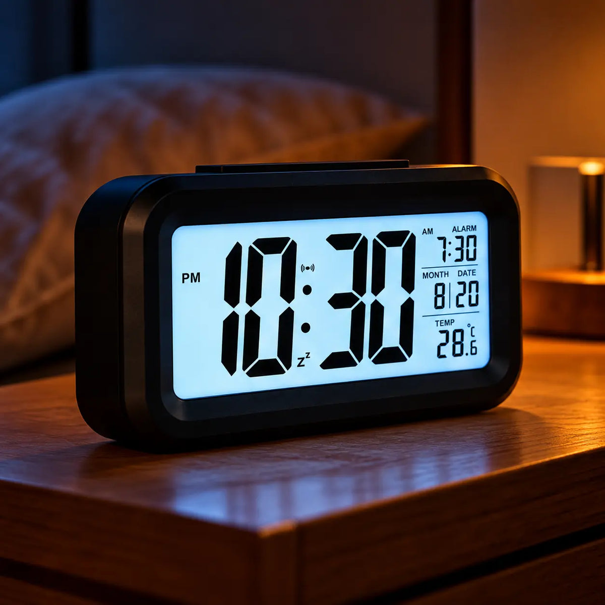 Digital Alarm Clock with Large LCD Display