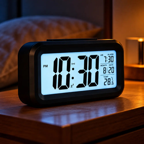 Digital Alarm Clock with Large LCD Display