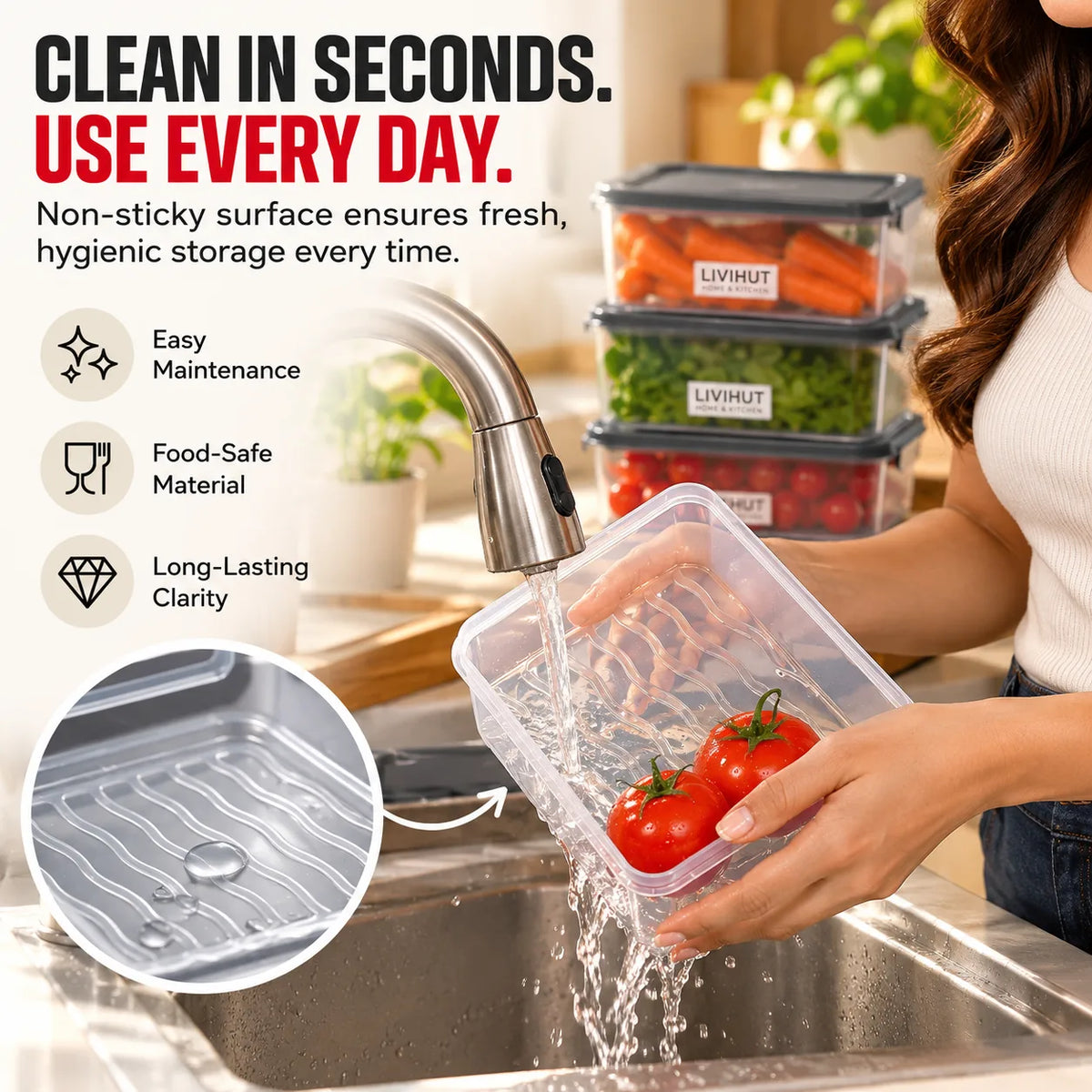 Refrigerator Storage Container Set of 3
